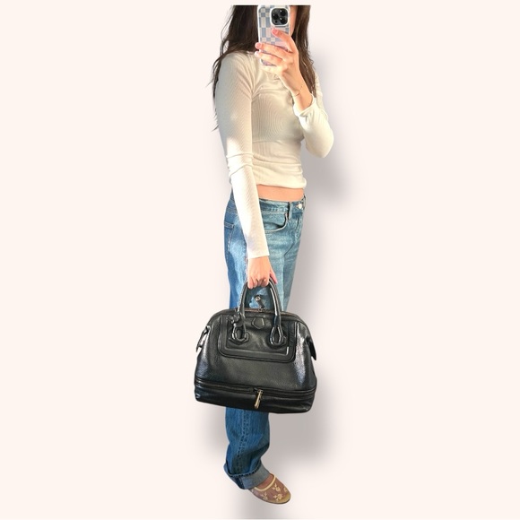 Derek Lam Black Leather Y2K Top Handle Satchel Handbag - Picture 11 of 12